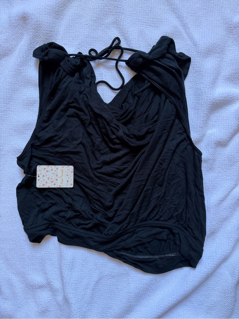 Free People Black Draped Halter Camisole Top - Picture 3 of 4